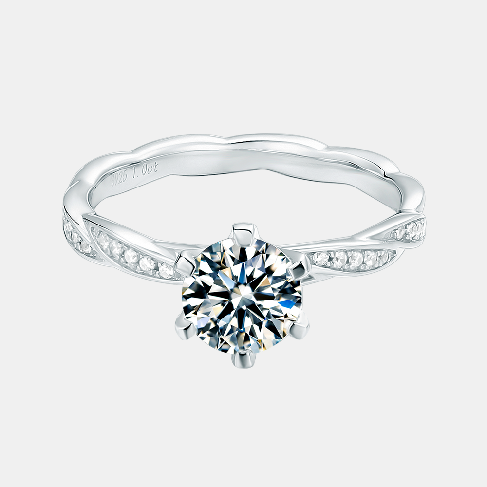 Round Brilliant Moissanite Infinity Twist Style Engagement Ring Moissanite Ring