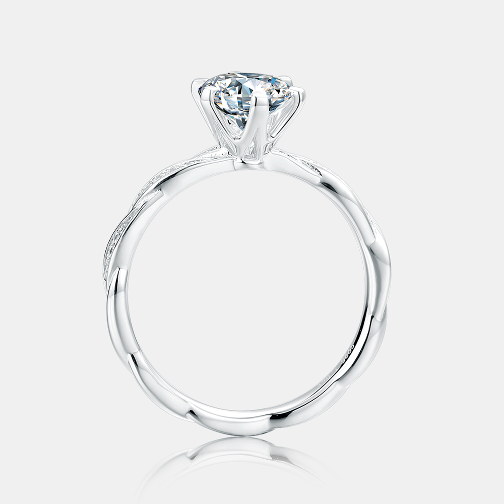 Round Brilliant Moissanite Infinity Twist Style Engagement Ring Moissanite Ring