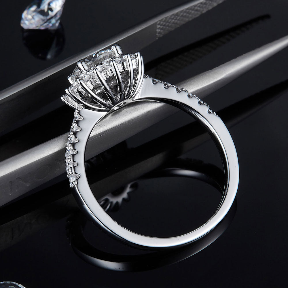 Round Brilliant Moissanite Snowflake Halo Engagement Ring Moissanite Ring