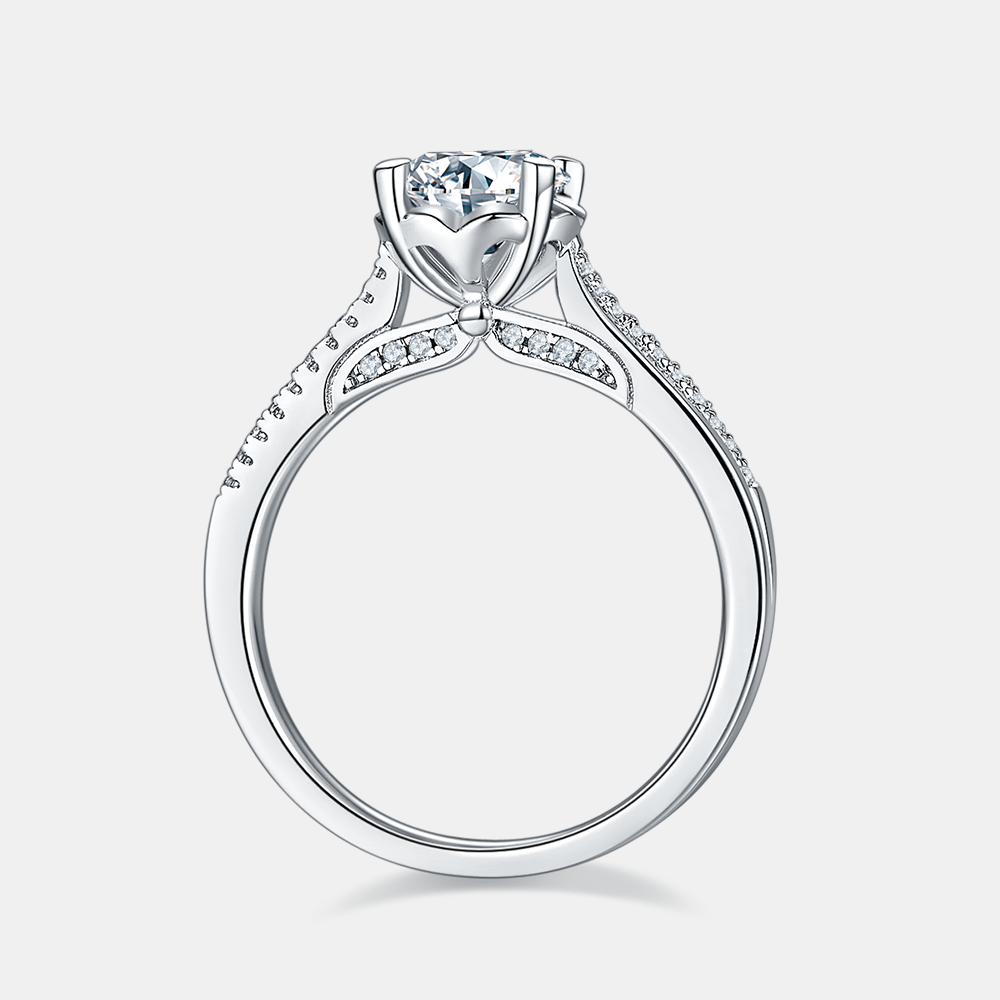 Round Accented 4-Prong Moissanite Engagement Ring Moissanite Ring